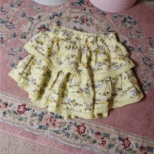 Yellow Aerie Ruffle Floral Shabby Chic Skirt